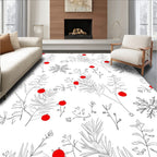 Minimalist Scarlet Christmas Branch Snowflake Rug