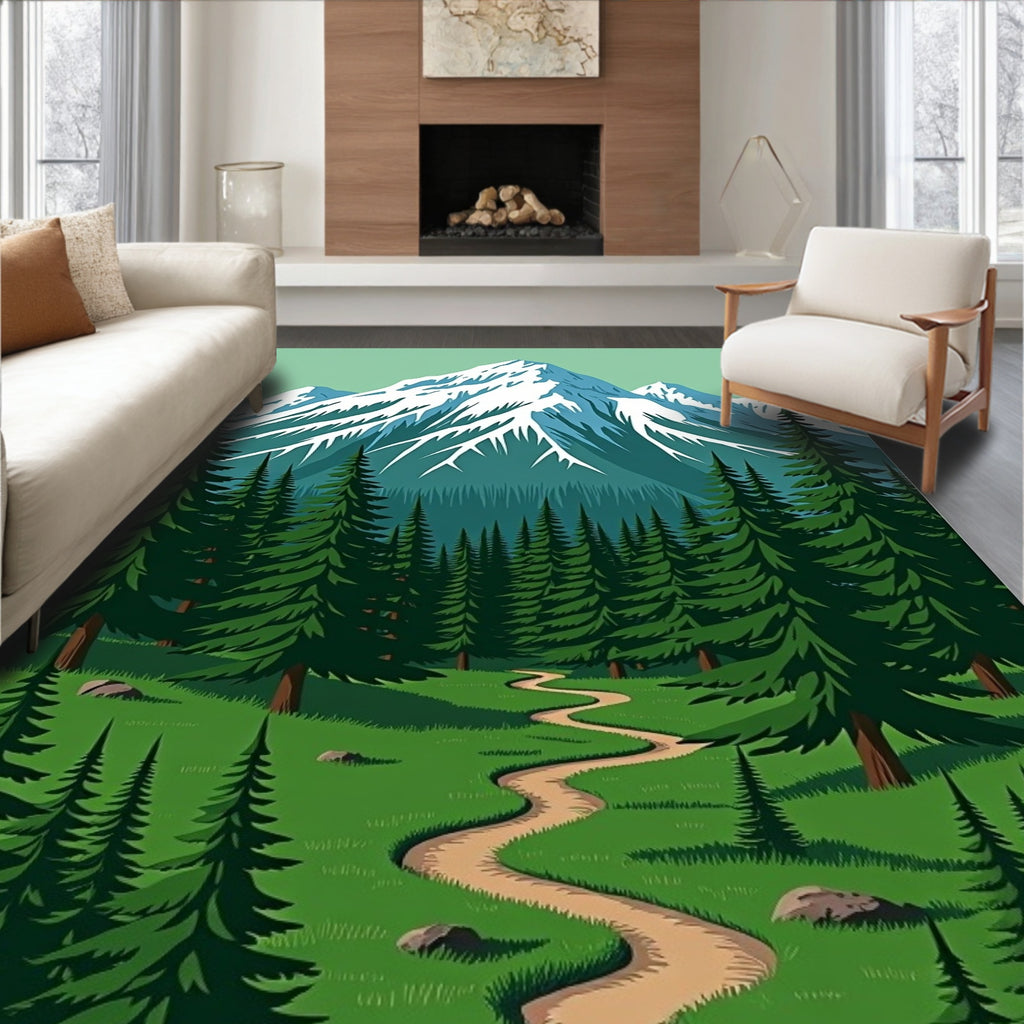 Alpine Peaks Forest Path Rug