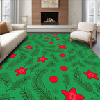 Red Star Christmas Pine Whimsical Rug