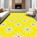 Golden Yellow Snowflake Tile Rug