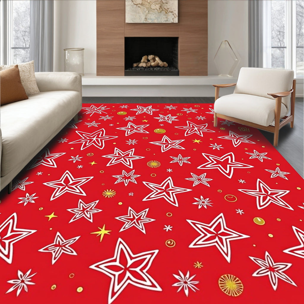 Whimsical Red Starburst Collection Rug