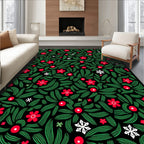 Red Green Floral Whimsical Art Piece Rug