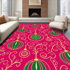 Vibrant Pink Green Ornament Garland Rug