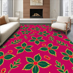Crimson Holly Berry Leaf Cluster Rug