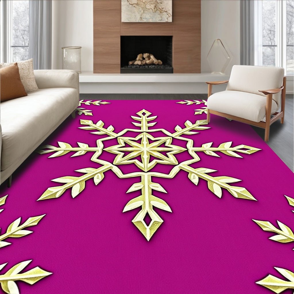 Golden Snowflake Scatter Jewel Tone Rug