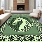 Mellow Green Unicorn Floral Medallion Rug