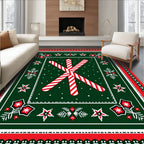 Crimson White Candy Cane Foliate Border Rug