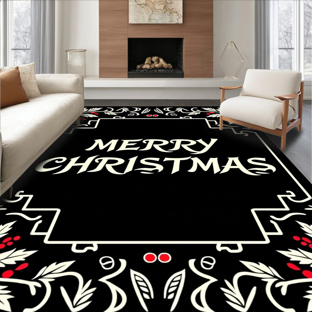 Black Holly Berry Vintage Border Rug