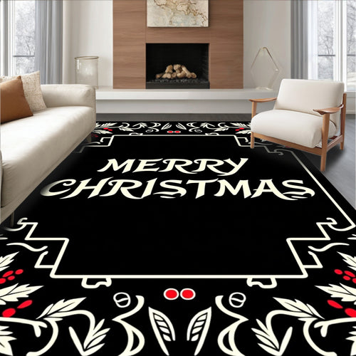 Black Holly Berry Vintage Border Rug