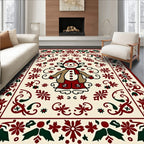 Cheery Snowman Red Festive Border Rug