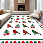 Red Green Birds And Berries Repeat Rug