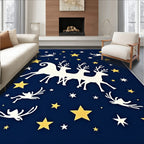 Deep Blue Night Deer Stars Rug