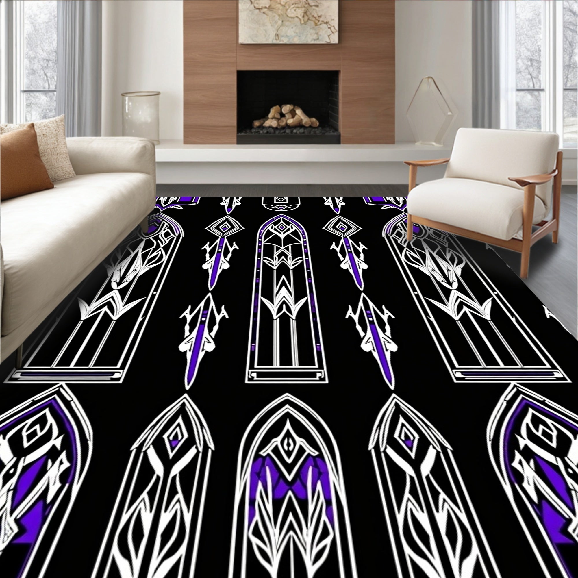 Gothic Purple Archway Tapestry Rug