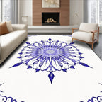 Azure Blue Floral Medallion Art Rug