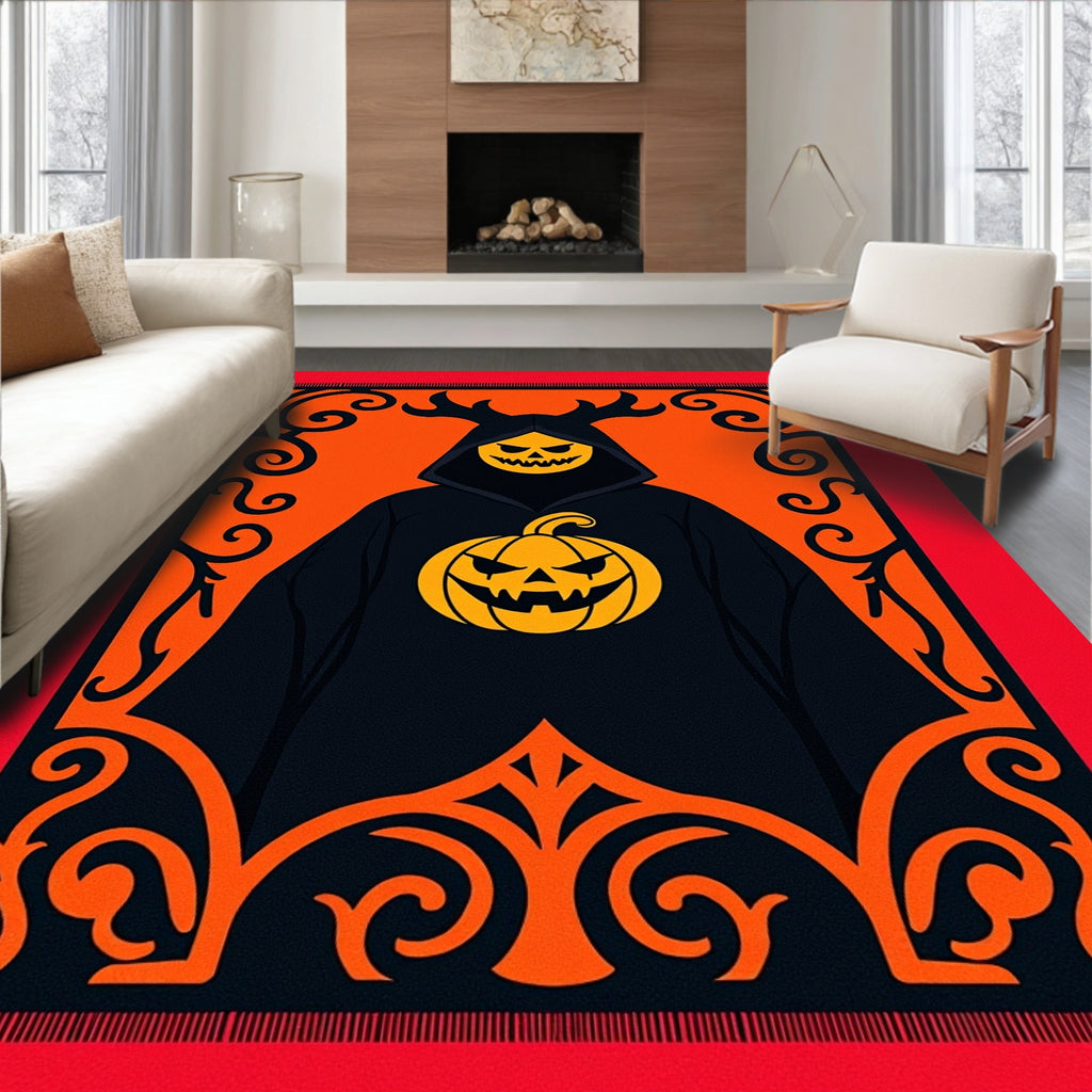 Spooky Jack O Lantern Cloaked Figure Rug