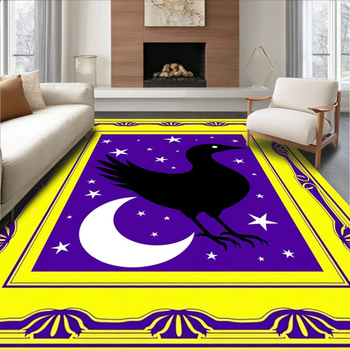 Black Crow Moon Stars Frame Rug