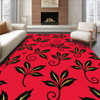 Bold Red Holly Leaf Vine Rug
