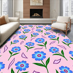 Pink Blue Floral Garden Scatter Rug