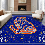 Cosmic Blue Cat Starry Night Rug
