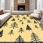 Minimalist Black Pine Forest Overlay Rug
