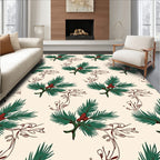 Festive Green Pine Berry Sprig Rug