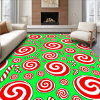 Red White Swirl Candy Cane Background Rug