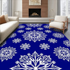 White Snowflake Medallion Cobalt Blue Rug