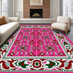 Pink Jewel Tone Geometric Floral Medallion Rug