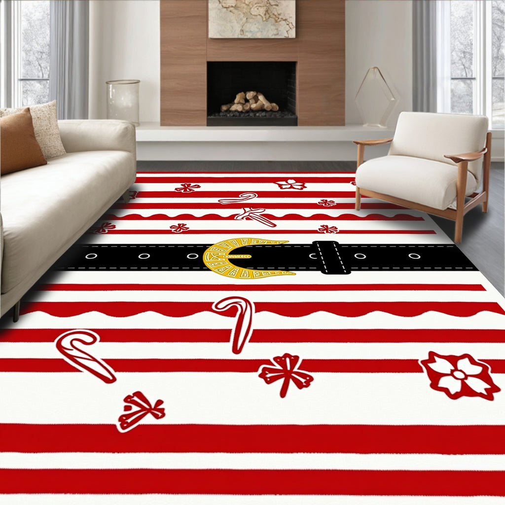 Festive Red Stripe Candy Cane Belt Rug
