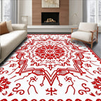Crimson Snowflakes Starburst Rug