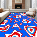 Bold Red Blue Abstract Forms Rug