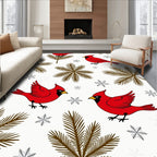 Red Cardinals Winter Snowflakes Pine Sprigs Rug