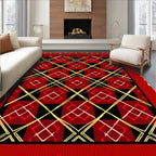 Red Yellow Black Diamond Overlay Rug