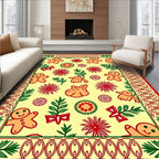 Gingerbread Men Holiday Red Wreath Rug