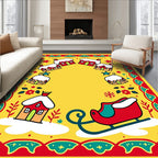 Whimsical Winter Village Sleigh Scene Rug