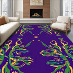 Royal Purple Gold Green Botanical Starburst Rug