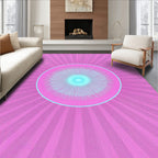 Bright Pink Cyan Burst Circle Rug
