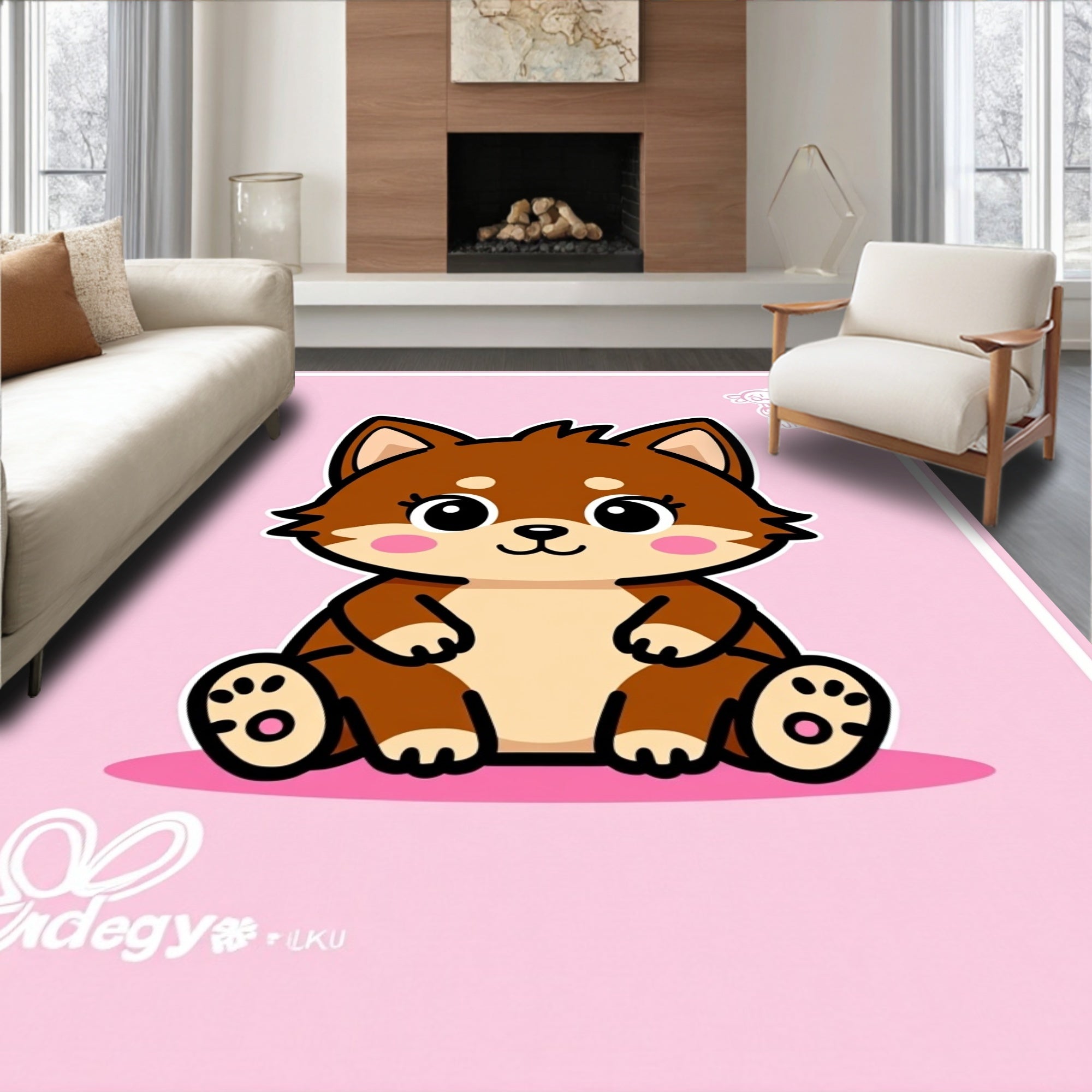 Cute Brown Shiba Inu Puppy Portrait Rug