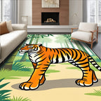 Bold Orange Tiger Bamboo Forest Rug
