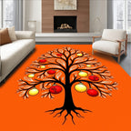 Whimsical red yellow ornamented tree Rug