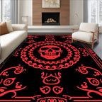 Crimson Skull Mandala Border Rug