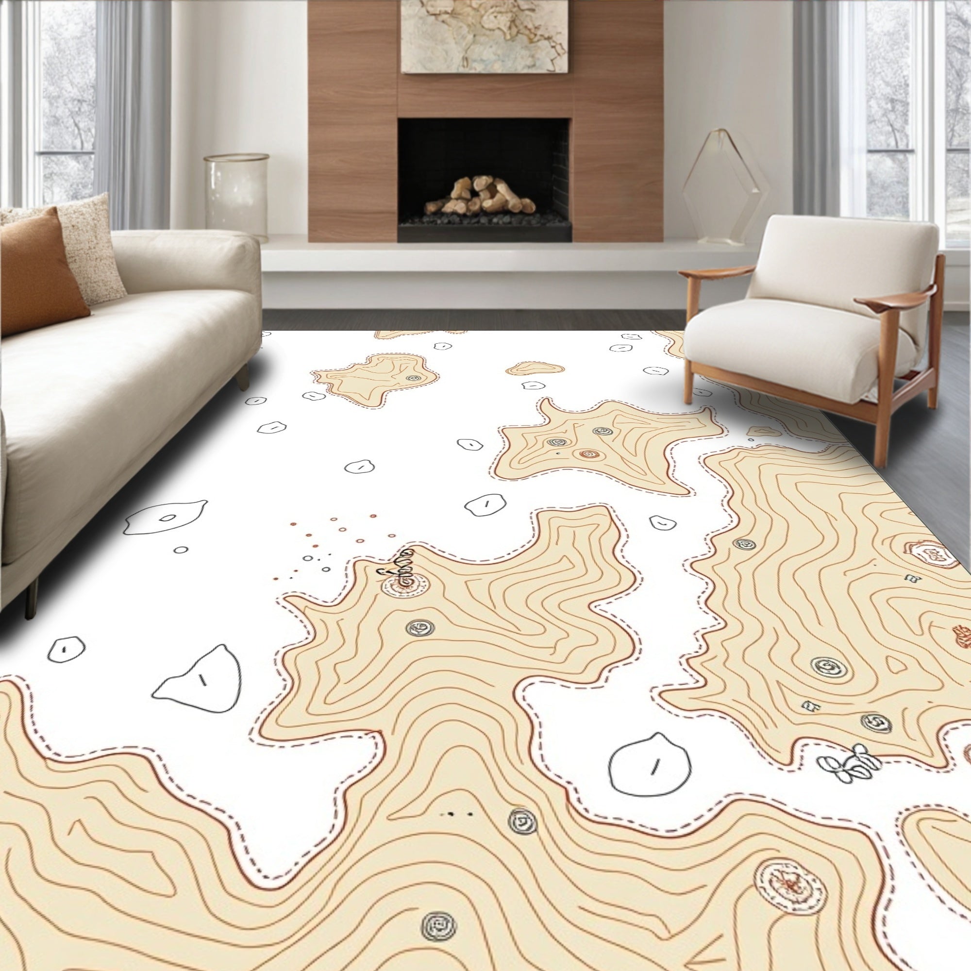 Topographic Map Contour Lines Rug