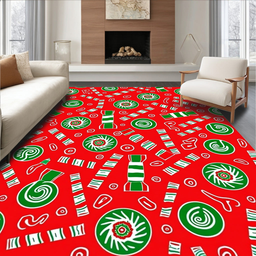 Red Green Candy Swirl Holiday Rug