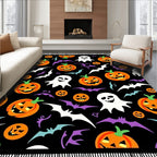 Spooky Jack-o'-lantern Ghost Bat Collage Rug