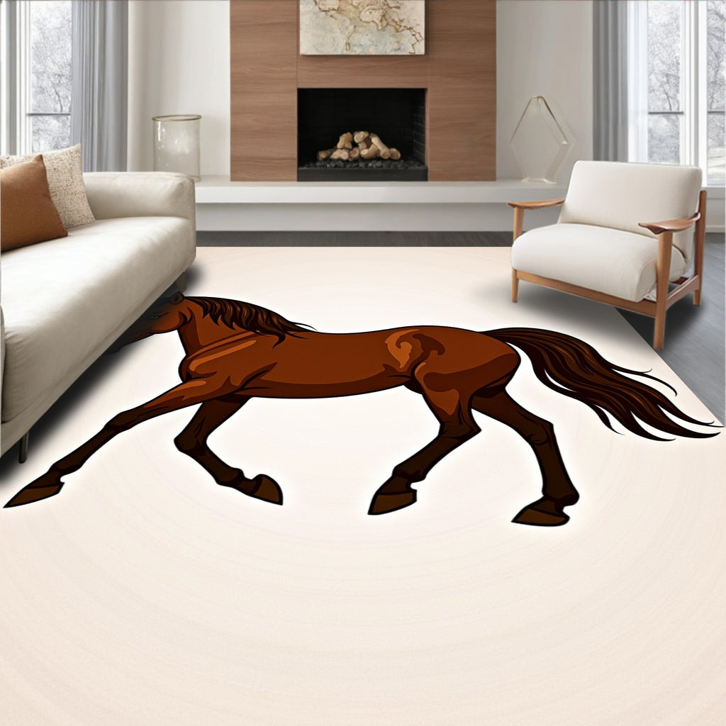 Majestic Brown Horse Galloping Gracefully Rug