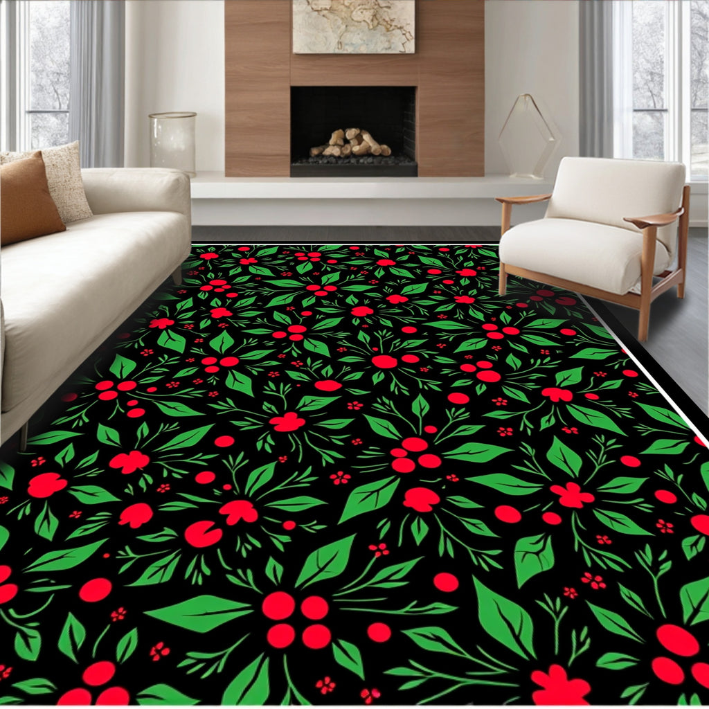 Red Berry Garland Floral Arrangement Rug