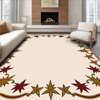 Maroon Gold Star Border Frame Rug