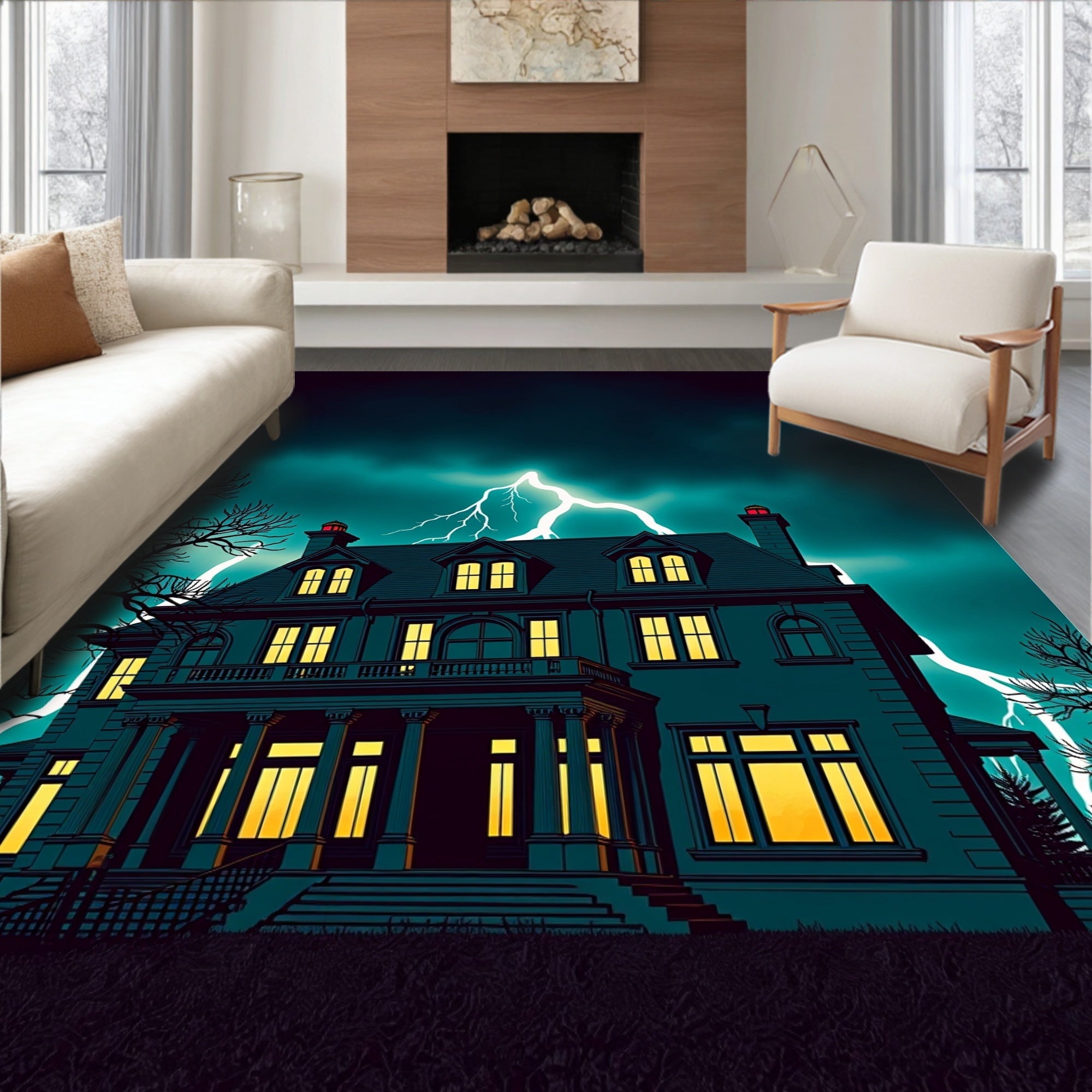Haunted Mansion Lightning Bolt Night Rug