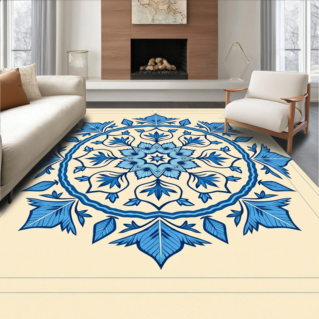Charming Blue Floral Medallion Rug