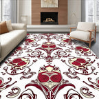 Crimson Skull Baroque Floral Rug